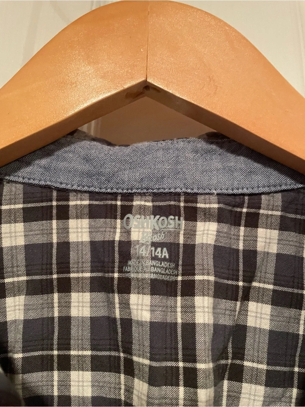 OshKosh B'gosh Black & White Plaid Cotton Button-Up Shirt